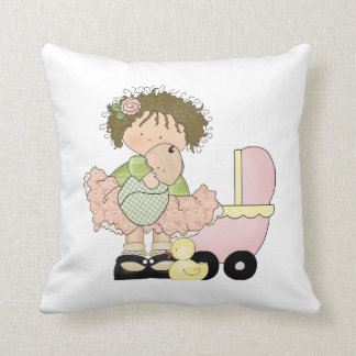Niedliches kleines Mädchen/Buggy und Puppe Kissen