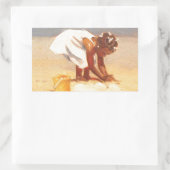 Niedliches kleines Mädchen, das Sandspielen Rechteckiger Aufkleber (Tasche)