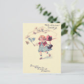 Niedliches kleines Mädchen fängt Schmetterling Postkarte (Stehend Vorderseite)