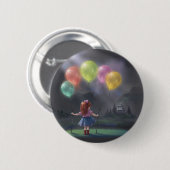 Niedliches kleines Mädchen mit Balloons Button (Vorne & Hinten)