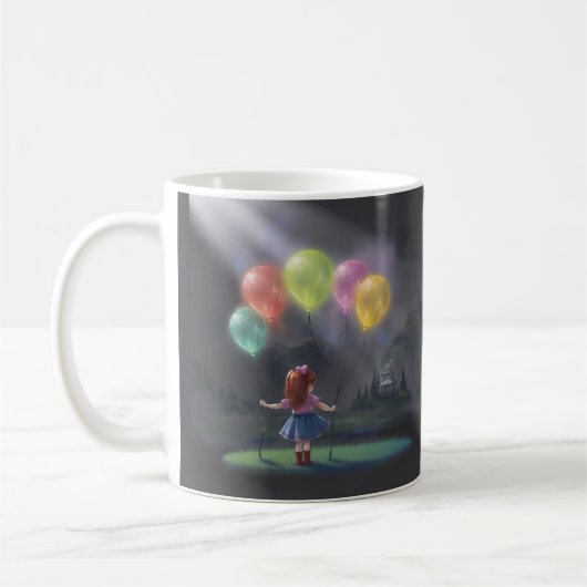 Niedliches kleines Mädchen mit Balloons Kaffeetasse (Links)