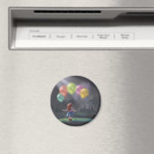 Niedliches kleines Mädchen mit Balloons Magnet (In Situ (Geschirrspüler))