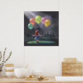 Niedliches kleines Mädchen mit Balloons Poster (Küche)