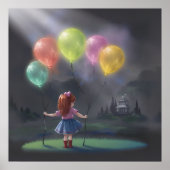 Niedliches kleines Mädchen mit Balloons Poster (Vorne)