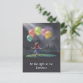 Niedliches kleines Mädchen mit Balloons Postkarte (Stehend Vorderseite)