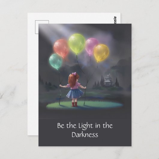 Niedliches kleines Mädchen mit Balloons Postkarte (Vorne/Hinten)