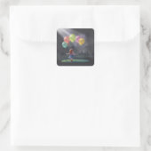 Niedliches kleines Mädchen mit Balloons Quadratischer Aufkleber (Tasche)