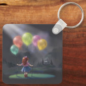 Niedliches kleines Mädchen mit Balloons Schlüsselanhänger (Rückseite)