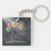 Niedliches kleines Mädchen mit Balloons Schlüsselanhänger (Rückseite)