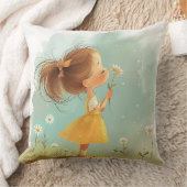 Niedliches kleines Mädchen mit Blume Kissen, Whims Kissen (Decke)