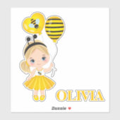 Niedliches kleines Mädchen mit Luftballons Vinyl S Aufkleber (Blatt)