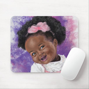 Niedliches kleines Mädchen mit rosa Schleife - Was Mousepad