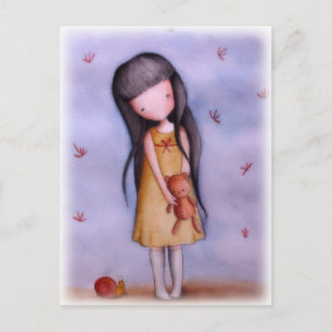 Niedliches kleines Mädchen mit Teddy Bären Postkar Postkarte