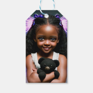 Niedliches kleines Mädchen mit Teddybär Geschenkanhänger