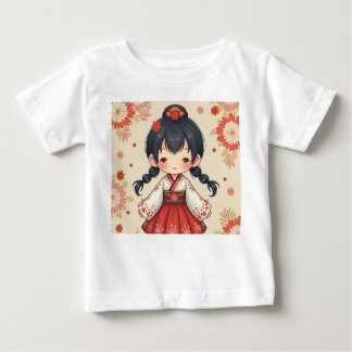 Niedliches kleines Mädchen mit traditioneller kore Baby T-shirt