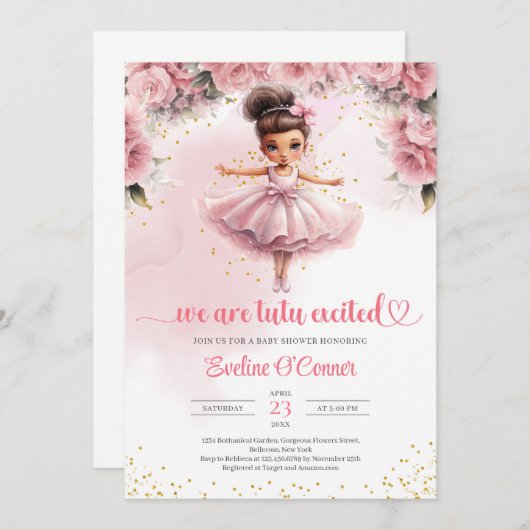 Niedliches kleines Mädchen Tutu Ballerina Kleid Ba Einladung (Vorne/Hinten)