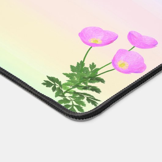 Niedliches kleines Mädchen und Blume auf Pastellfa Schreibtischunterlage (Ecke)