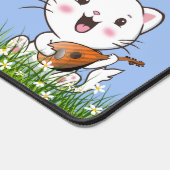 Niedliches kleines Mädchen und Katze mit Blume Schreibtischunterlage (Ecke)