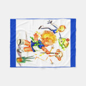niedliches kleines Mädchengemälde an der Wand Fleecedecke (Vorderseite (Horizontal))