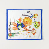 niedliches kleines Mädchengemälde an der Wand Wandteppich (Vorderseite (Horizontal))