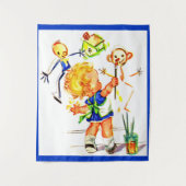 niedliches kleines Mädchengemälde an der Wand Wandteppich (Vorderseite)