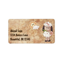 Niedliches kleines Mädchenschaf, Blume und Sun-Adr