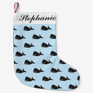 Niedliches kleines Marine-Blauwal-Muster auf Kleiner Weihnachtsstrumpf