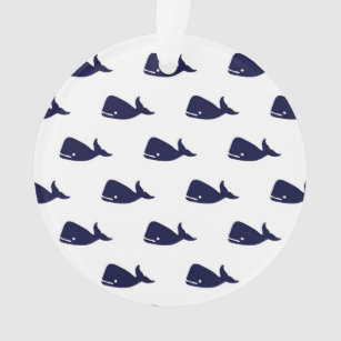 Niedliches kleines Marine-Blauwal-Muster auf Weiß Ornament
