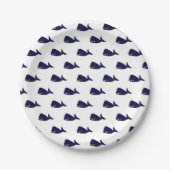 Niedliches kleines Marine-Blauwal-Muster auf Weiß Pappteller (Vorderseite)
