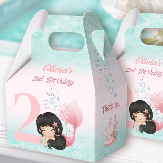 Niedliches kleines Meerjungfrau Dunkles Haar Pink Geschenkschachtel