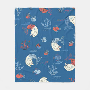 Niedliches, kleines Meerjungfraumuster. texturiert Fleecedecke