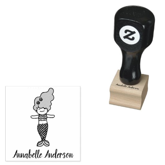Niedliches kleines Mermaid personalisieren Gummistempel (Stempel)