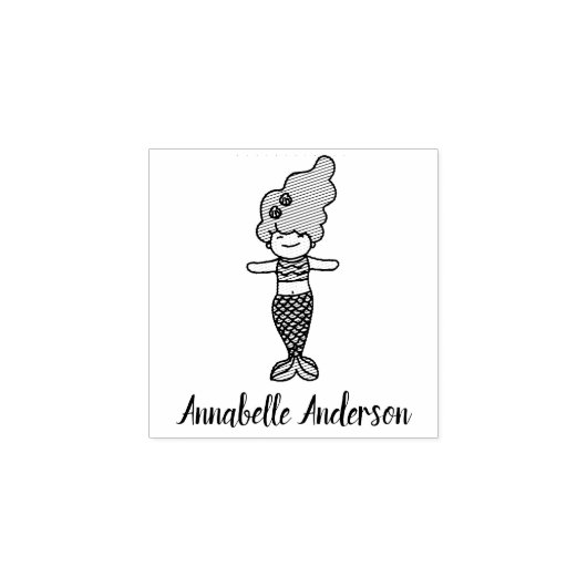Niedliches kleines Mermaid personalisieren Gummistempel (Prägung)
