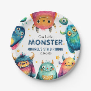 Niedliches Kleines Monster Cartoon Geburtstagspart Pappteller