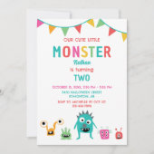 Niedliches kleines Monster Geburtstagskind Hallowe Einladung (Vorderseite)