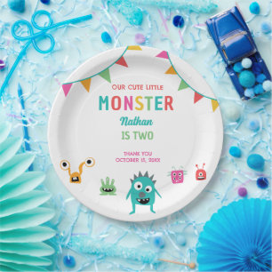 Niedliches kleines Monster Geburtstagskind Hallowe Pappteller