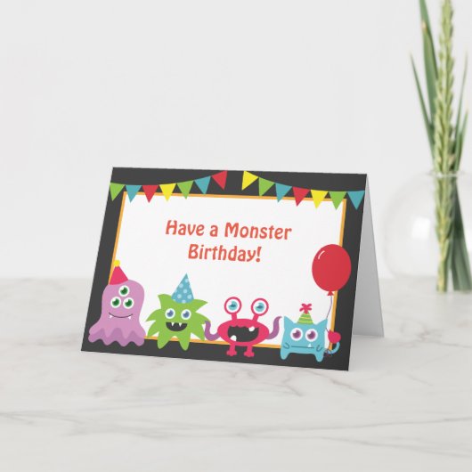 Niedliches Kleines Monster Happy Birthday Karte (Vorderseite)