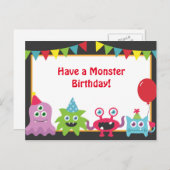 Niedliches Kleines Monster Happy Birthday Postkarte (Vorne/Hinten)