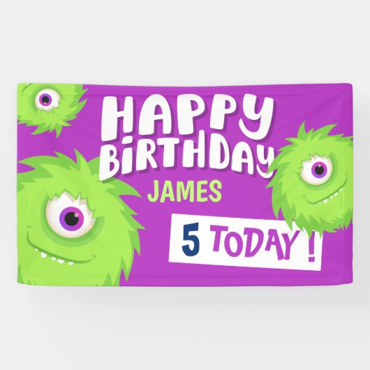 Niedliches Kleines Monster Lila Banner (Horizontal)