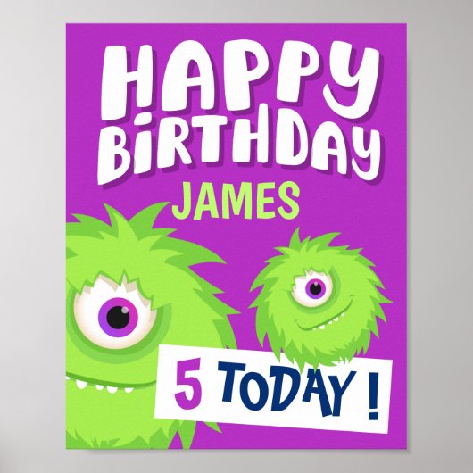 Niedliches Kleines Monster Lila Poster (Vorne)