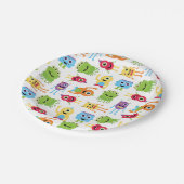 Niedliches kleines Monster-Muster Pappteller (Schrägansicht)