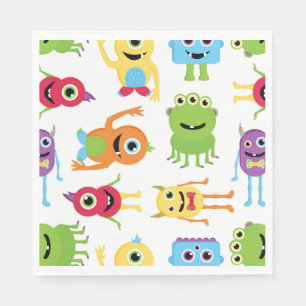 Niedliches kleines Monster-Party-Muster Serviette
