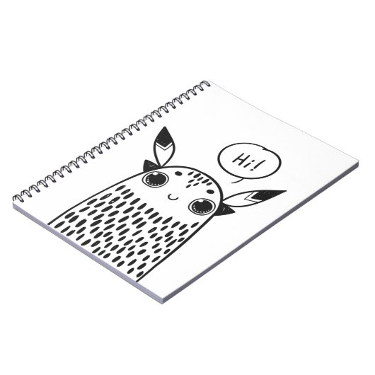 Niedliches Kleines Monster Schwarz und Weiß Illust Notizblock (Linke Seite)