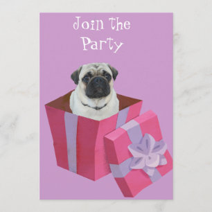 Niedliches kleines Mops-Geschenk Einladung
