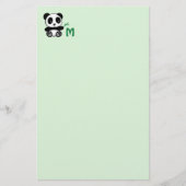 Niedliches kleines Panda mit einem Bambusmonogramm Briefpapier (Vorderseite)