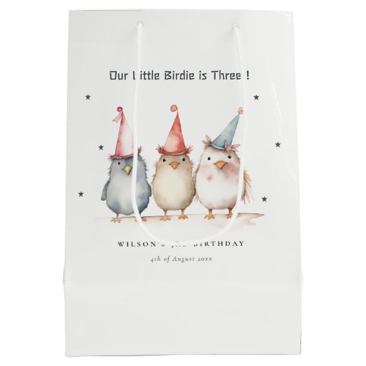 Niedliches kleines Party Vögel jedes Alters Kinder Mittlere Geschenktüte (Rückseite)