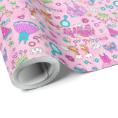 Niedliches kleines Princess Pink Nahtloses Muster Geschenkpapier (Rolleneckpunkt)