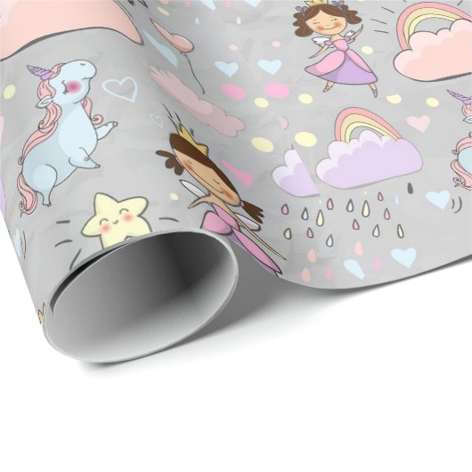 Niedliches kleines Princess Pink Nahtloses Muster Geschenkpapier (Rolleneckpunkt)