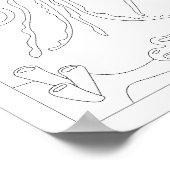 Niedliches kleines Quallen Antistress Farbbuch Po Poster (Ecke)