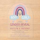 Niedliches kleines Rainbow-Gender-Party Acryleinladungen (Vorderseite)